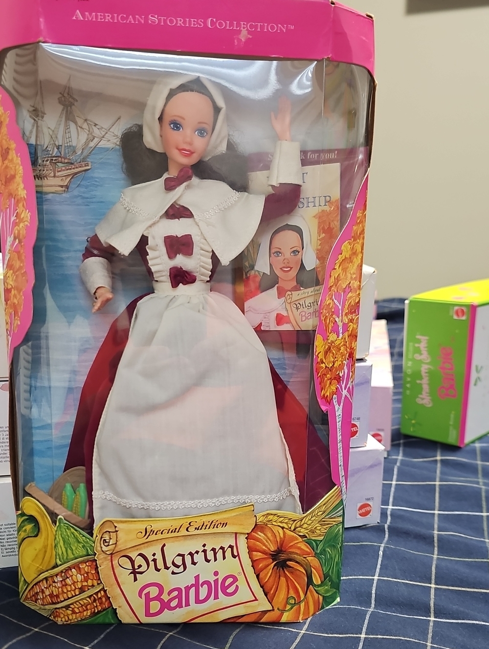 Barbie Pilgrim Doll in White and Burgundy Outfit